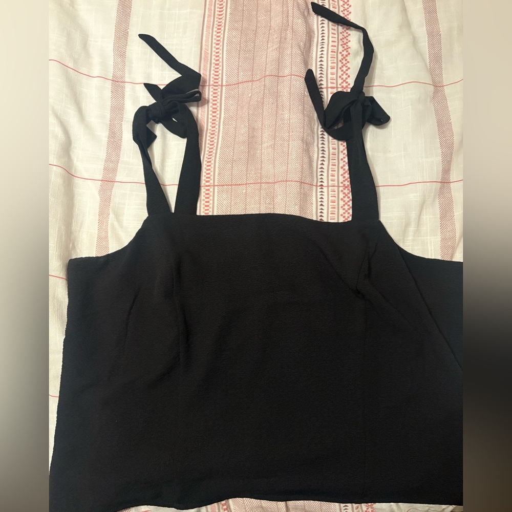 Black Tie-Strap Women's Top